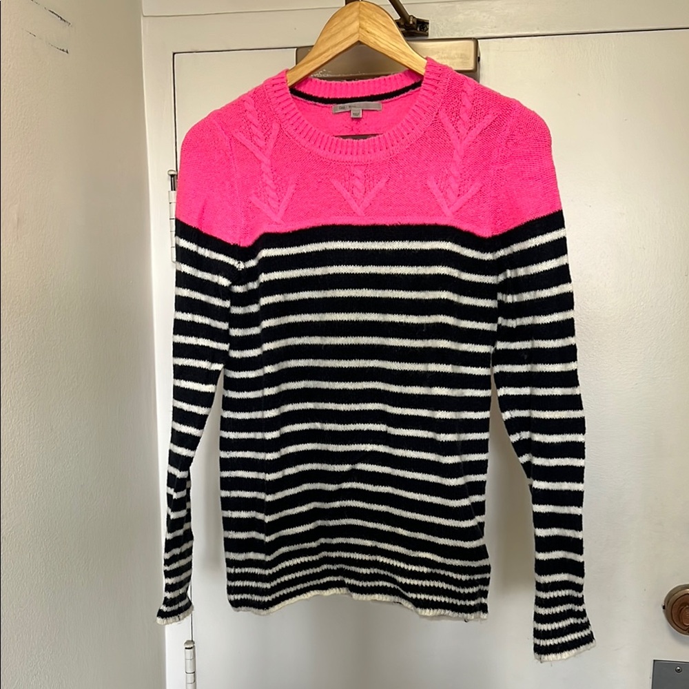 GAP Pink and Black Striped Women's Sweater